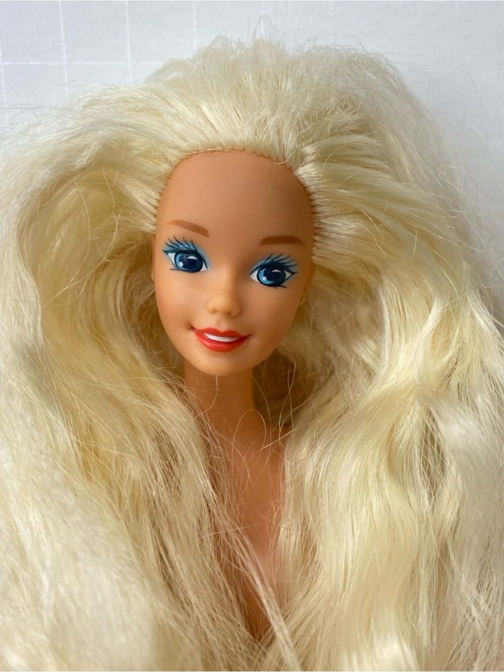 Vintage Mattel 1990s Superstar Barbie Doll
Long Platinum Blonde Hair Blue Eyes